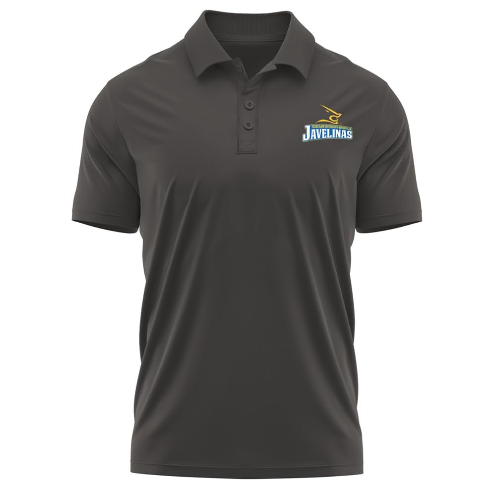 Campus Lab Texas A and M University-Kingsville Adult Men's Polo Left Chest Logo, Charcoal, Large
