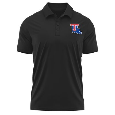 Campus Lab Louisiana Tech University Adult Men's Polo Left Chest Logo, Black, XX-Large