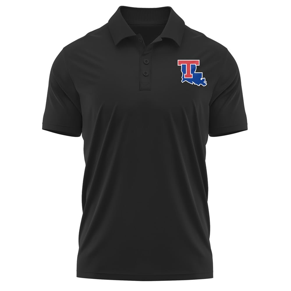 Campus Lab Louisiana Tech University Adult Men's Polo Left Chest Logo, Black, XX-Large