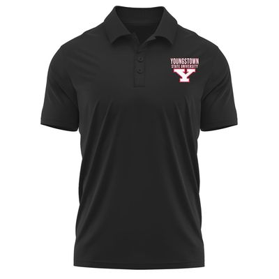 Campus Lab Youngstown State University Men's Polo Left Chest Logo, Black, M