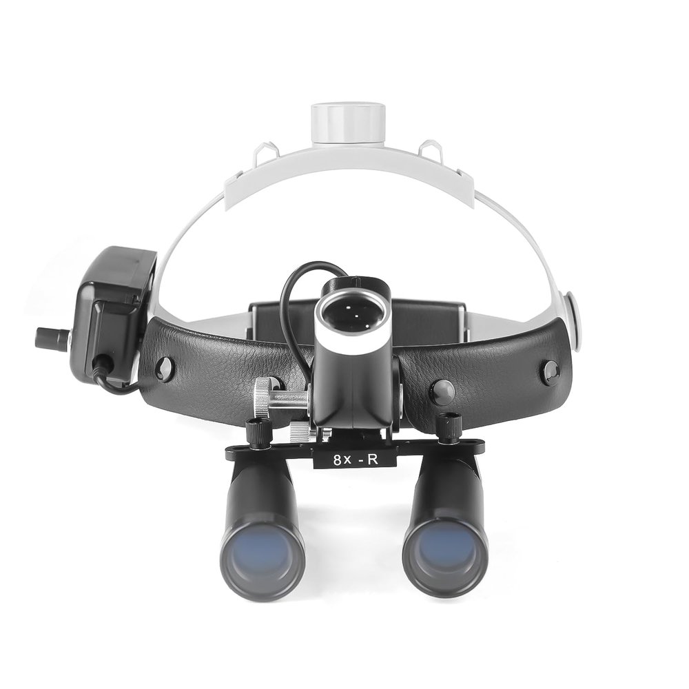 8X-R Portable Lab LED Light Led Headlamps Binocular Loupes & Aluminum Box