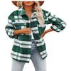 Clearance Women's Casual Plaid Flannel Shacket Jacket Oversized Long Sleeve Button Down Shirts Jacket Lapel Coats Tops view 1