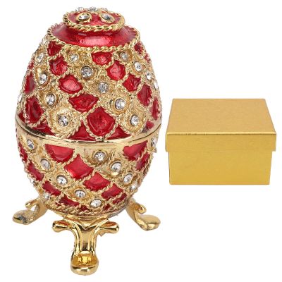Elegant Egg Shape Trinket Box - Colorful Rhinestones and Enamel for Jewelry and Home Decor