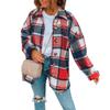 Clearance Women's Plus Size Flannel Plaid Shacket Button Down Long Sleeve Flannel Shirts Casual Lapel Fall Jacket A-red view 1