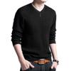 SWJGLITTR Men's Knitted Casual Pullover Men Long Sleeve V Neck Ribbed Sweaters Male Slim Fit Soft Basic Autumn Sweaters (3X-Large,Black) view 2