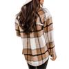 Clearance Women's Flannel Plaid Shacket Long Sleeve Button Down Shirts Jacket Coats with Side Pockets B-Khaki view 3