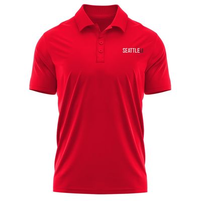 Campus Lab Seattle University Adult Men's Polo Left Chest Logo, Red, XX-Large