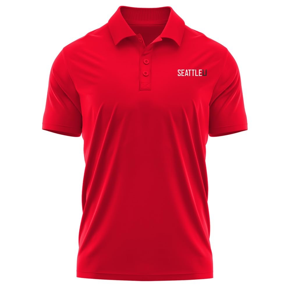 Campus Lab Seattle University Adult Men's Polo Left Chest Logo, Red, XX-Large