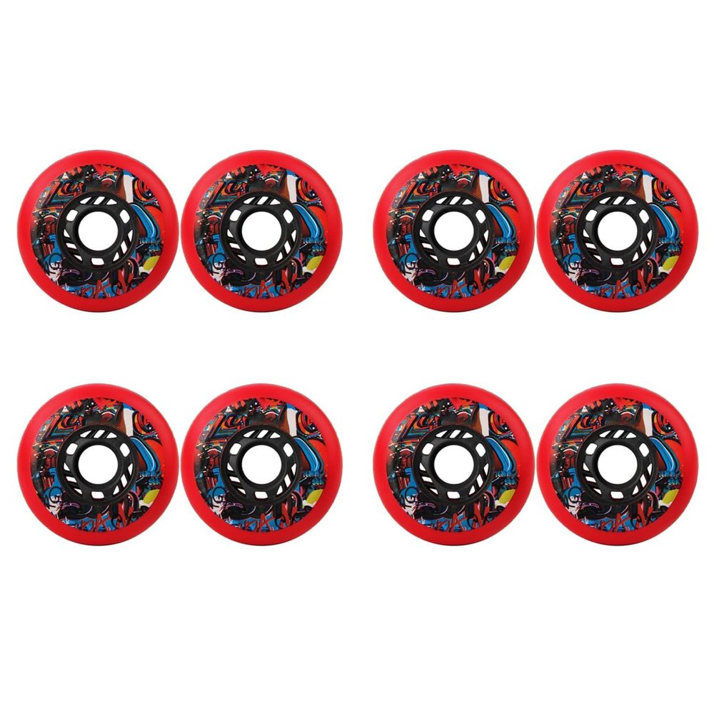 UZIAH 8 Pack Inline Replacement Wheels 72Mm 76Mm 80Mm Inline Wheels Hardness 90A for Outdoor Inline Hockey Replacement Wheels,Red,80mm