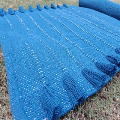 Jaipur art & Rugs Organic Cotton Yoga Mat - Eco-Friendly Hand-Woven Rug - Non Slip & Thick (24x72x5mm) for Everyday Fitness at Home - Comfortable Extra-Long