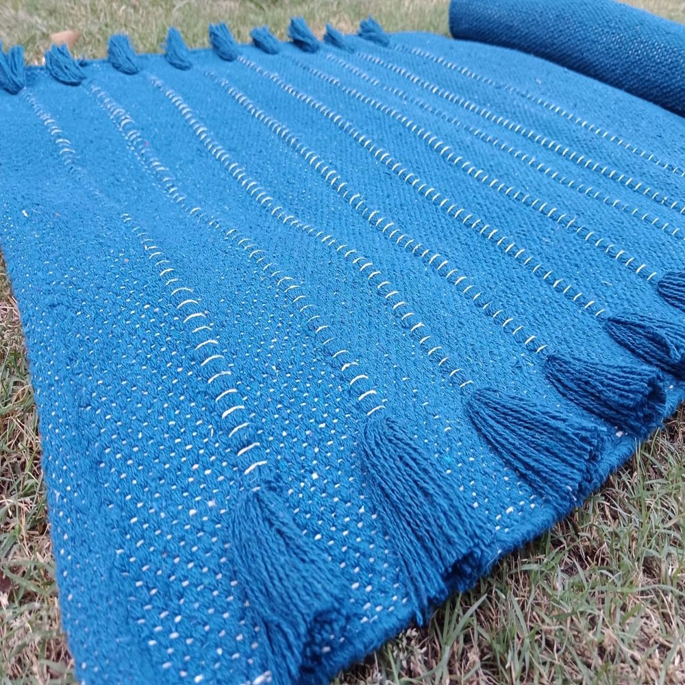 Jaipur art & Rugs Organic Cotton Yoga Mat - Eco-Friendly Hand-Woven Rug - Non Slip & Thick (24x72x5mm) for Everyday Fitness at Home - Comfortable Extra-Long
