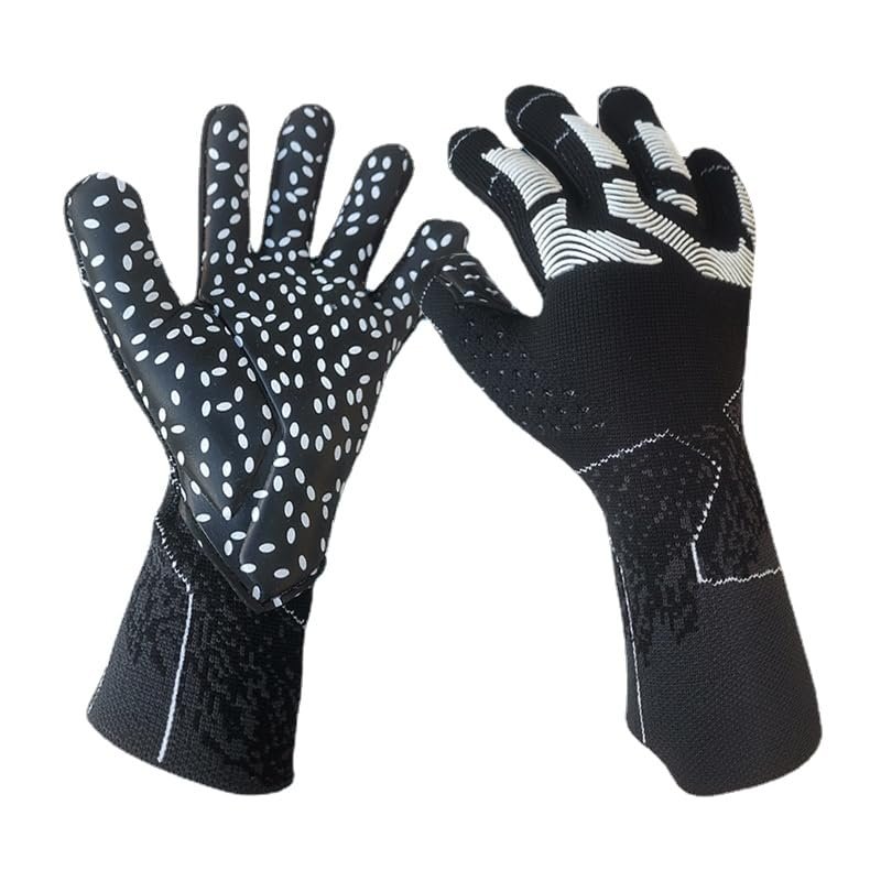 PLbSe Soccer Goalkeeper Gloves Goalie Training Gloves Strong Grip Anti-Slip and Breathable for Adults and Children (Black,5)