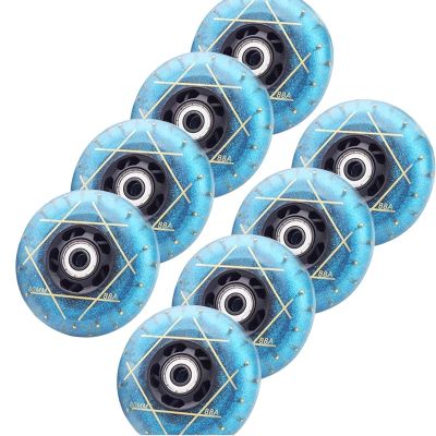 UZIAH Inline Wheels 8-Pack Replacement Wheels with Bearings ABEC-9 Intended for Wheel Replacement with Spark Stone Luminous Inline Wheels,Blue,72mm