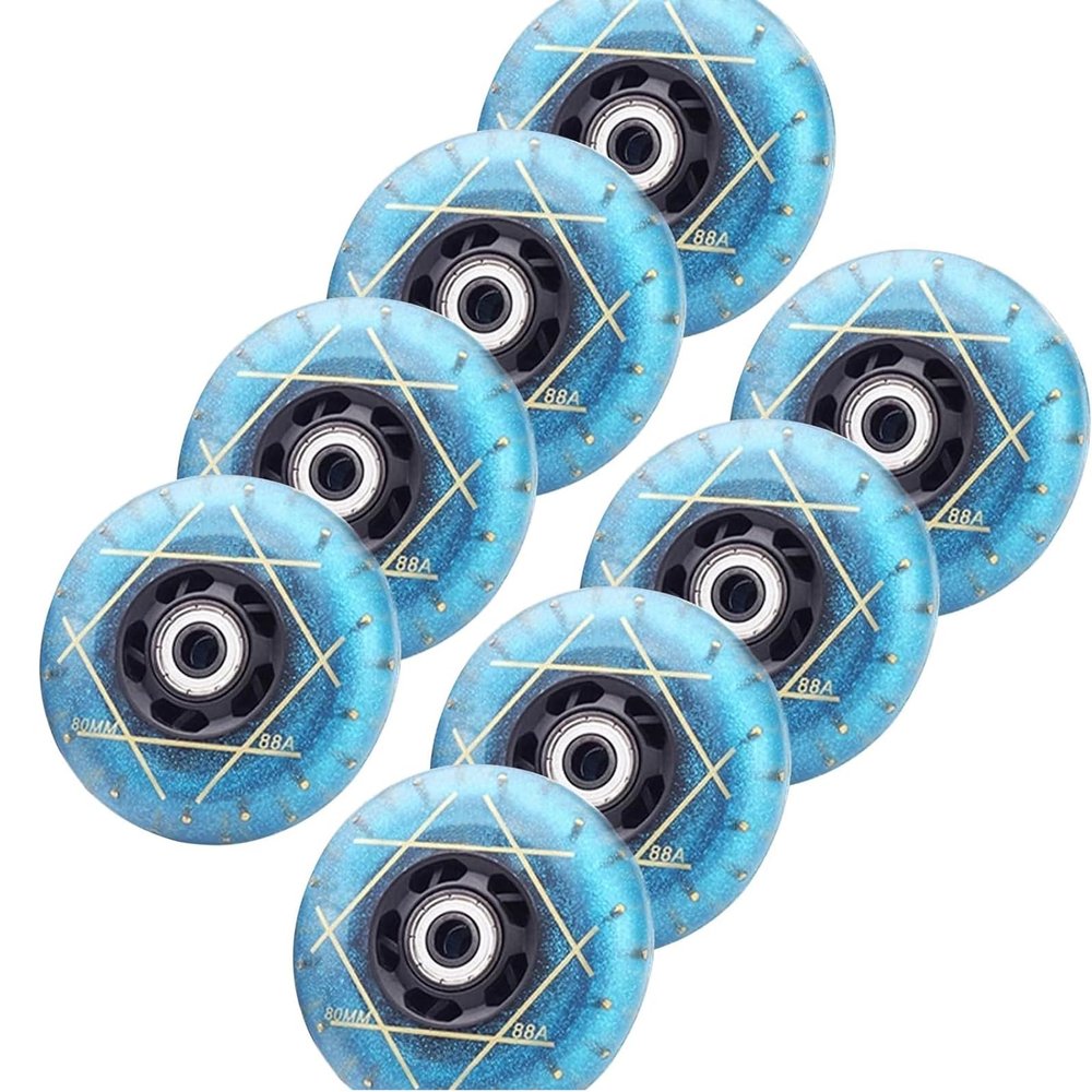 UZIAH Inline Wheels 8-Pack Replacement Wheels with Bearings ABEC-9 Intended for Wheel Replacement with Spark Stone Luminous Inline Wheels,Blue,72mm