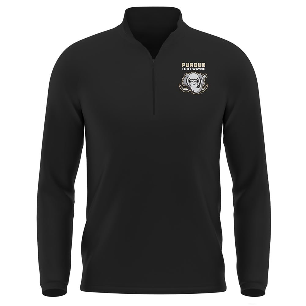 Campus Lab Purdue University Fort Wayne Adult Men's Active Sport 1/4 Zip Pullover Left Chest Logo, Black, Medium