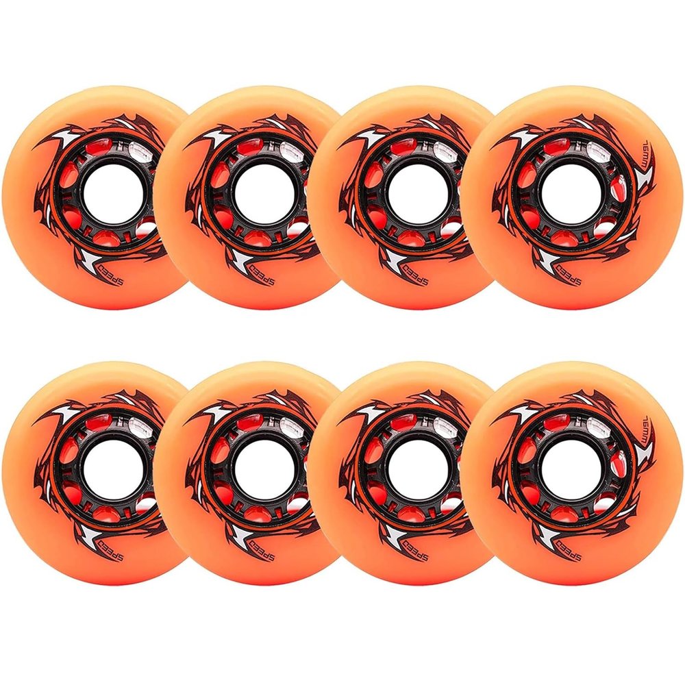UZIAH 8 Pack Roller Hockey Wheels 86A Soft Inline Replacement Wheels 72Mm 76Mm 80Mm Outdoor Speed Skates Wheels,Orange,72mm