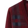 Men's Casual Argyle Cardigan Sweaters Button Up Wool Blend Jacket V Neck Soft Knitted Plaid Pockets Sweaters (XX-Large,Wine Red3) view 2