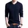 SWJGLITTR Men's Knitted Casual Pullover Men Long Sleeve V Neck Ribbed Sweaters Male Slim Fit Soft Basic Autumn Sweaters (XX-Large,Dark Blue) view 1