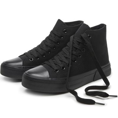 hash bubbie High Top Sneakers for Women Classic High Tops Canvas Shoes Lace up Women's Fashion Sneaker(Full Black,US11W/US9M)