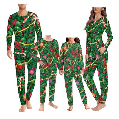 JEOCODY Christmas Pajamas for Women Men,Christams Elk Reindeer Matching Family Long Sleeve Pajamas Set Xmas Holiday Sleepwear Outfits
