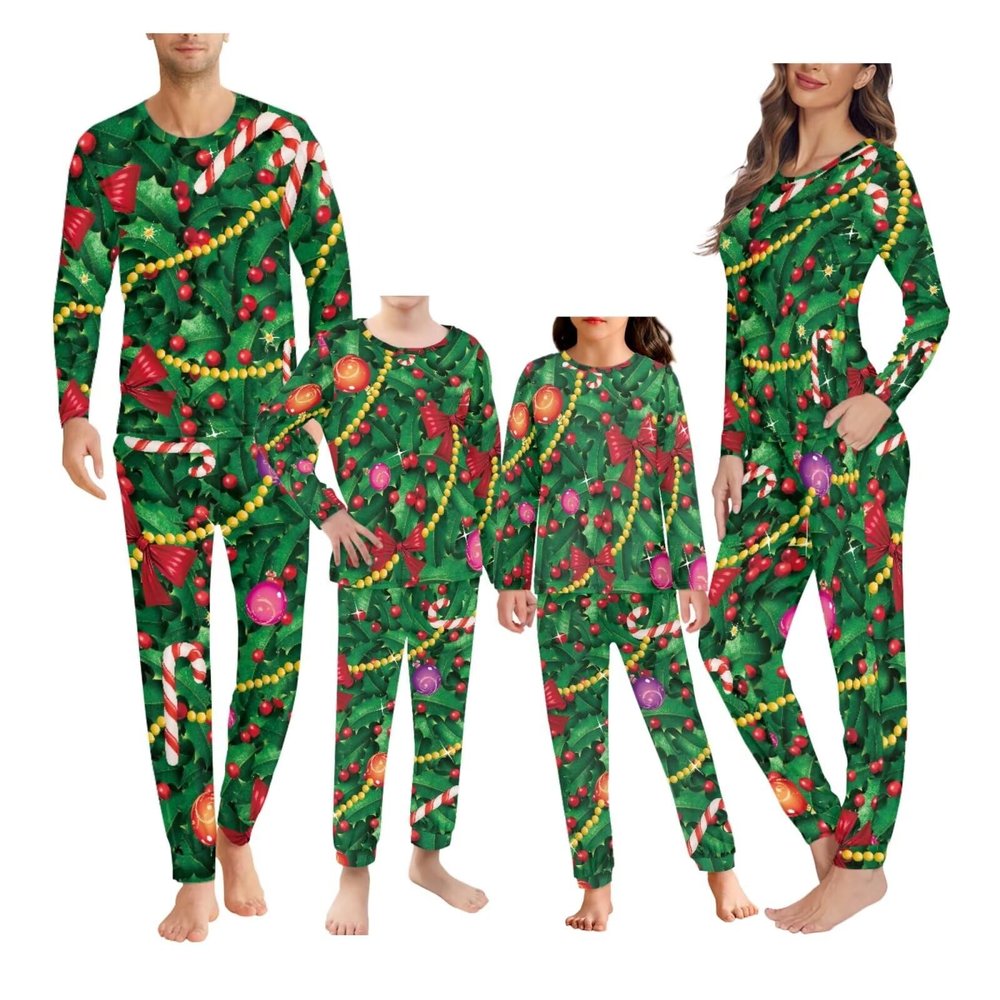 JEOCODY Christmas Pajamas for Women Men,Christams Elk Reindeer Matching Family Long Sleeve Pajamas Set Xmas Holiday Sleepwear Outfits