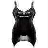 ACSUSS Sexy Womens Bodycon Mini Dresses with Metal Clips Sleeveless Latex Tank Dresses Rave Party Costume Black E 3X-Large view 1