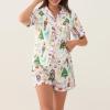 Aonoapll Women Christmas Pajama Set Nutcracker Printed Short Sleeve Button Shirt and Shorts 2 Piece Lounge Sleepwear(White,Small) view 2