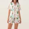 Aonoapll Women Christmas Pajama Set Nutcracker Printed Short Sleeve Button Shirt and Shorts 2 Piece Lounge Sleepwear(White,Small) view 3