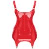 ACSUSS Sexy Womens Bodycon Mini Dresses with Metal Clips Sleeveless Latex Tank Dresses Rave Party Costume Red E Small view 2
