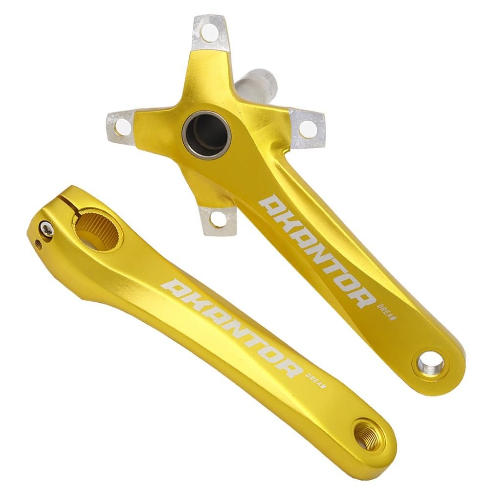 LSRRYD Crank Arm Set for Mountain Bike Road Bike 170mm 104BCD Bicycle Aluminium Crankset Hollow Intergated Crank Set(Gold)