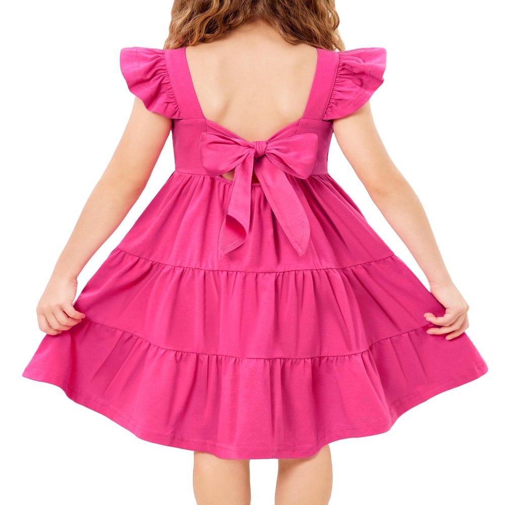Arshiner Pink Dress for Girls Summer Cotton Formal Party Birthday Wedding Dresses Size 6