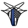 LYAHVGU American Blue Line USA Police Stars Flag Pattern Womens Sexy Thongs Adjustable Low Waist T-Back Bikini Panties, Small, Style view 2