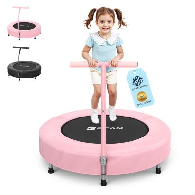 BCAN 36'' Toddler Trampoline, ASTM Certified - Kids Trampoline for Ages 1-6, Foam Handle & Safe Thickened Cover, Mini Trampoline for Kids Indoor, Easy to Assemble