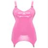 ACSUSS Sexy Womens Bodycon Mini Dresses with Metal Clips Sleeveless Latex Tank Dresses Rave Party Costume Pink E Large view 1