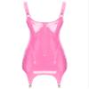ACSUSS Sexy Womens Bodycon Mini Dresses with Metal Clips Sleeveless Latex Tank Dresses Rave Party Costume Pink E Large view 2