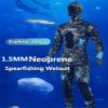 1.5MM Neoprene Spearfishing Wetsuit with Hooded, 2 Pieces Camouflage Hunting Diving Suit for Cool Water Freediving Snorkeling,M view 3