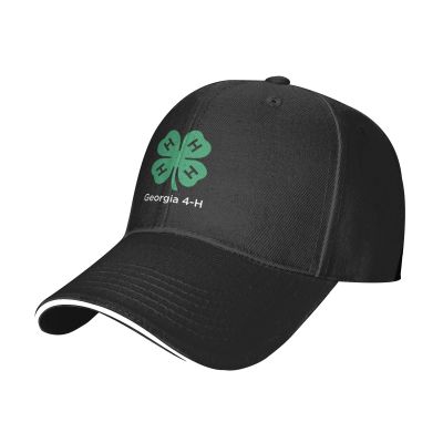 4-H Clover Men Women Baseball Cap Black Low Profile Adjustable Washed Golf Dad Hat