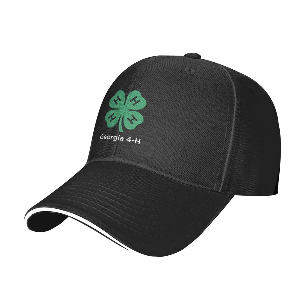 4-H Clover Men Women Baseball Cap Black Low Profile Adjustable Washed Golf Dad Hat