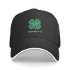 4-H Clover Men Women Baseball Cap Black Low Profile Adjustable Washed Golf Dad Hat view 2