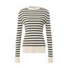 Algasan Women's Striped Crew Neck Sweater Long Sleeve Knit Lightweight Skinny Waist Knit Sweater Pullover Apricot view 1