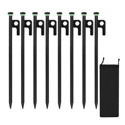 8Pcs Tent Stakes, 12in Heavy Duty Tent Stakes with Storage Pouch, Dia 0.35" Forged Steel Stakes for Tent Used on Rocks, Grassland, Snowfield(8Pcs 12in Stakes)