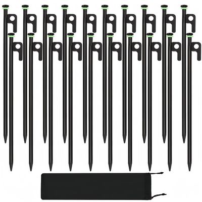20Pcs Tent Stakes, 16in Heavy Duty Tent Stakes, Dia 0.35" Forged Steel Stakes Heavy Duty for Tent Used on Rocks, Grassland, Snowfield(20Pcs 16in Stakes)