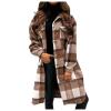 Clearance Women's Casual Plaid Flannel Shacket Jacket Oversized Long Sleeve Button Down Shirts Jacket Lapel Coats Tops view 1
