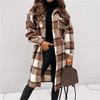 Clearance Women's Casual Plaid Flannel Shacket Jacket Oversized Long Sleeve Button Down Shirts Jacket Lapel Coats Tops view 2
