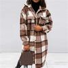 Clearance Women's Casual Plaid Flannel Shacket Jacket Oversized Long Sleeve Button Down Shirts Jacket Lapel Coats Tops view 3