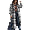 Clearance Women Corduroy Shacket Jacket 2023 Long Sleeve Button Down Casual Plaid Flannel Shirts Boyfriend Fall Blouses A-Gray view 1