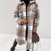 Clearance Women's 2023 Plus Size Plaid Flannel Shacket Loose Fit Long Shirts Jacket Tartan Boyfriend Oversized Coat C-Khaki view 4