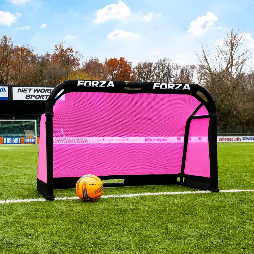 FORZA Aluminum POD Soccer Goals | PRO ALU50 Folding Soccer Goal - Fold-Away & Freestanding Target Goals - x4 Sizes and x9 Colors (Pink, 4ft x 2.5ft)