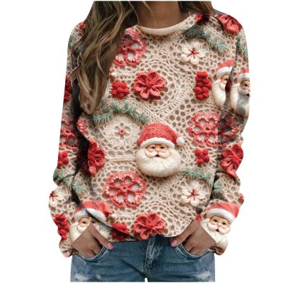 2024 Womens Ugly Christmas Sweaters Funny Cute Xmas Tree Reindeer Snowman Tops Long Sleeve Crewneck Sweatshirts