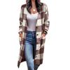 Clearance Womens Long Plaid Flannel Shacket Button Down Long Sleeve Shirt Jacket B-Brown view 1